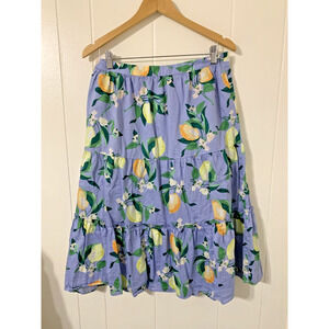 Ann Taylor Factory Women's Tier Skirt Size 10 Cotton Lemons Romantic Brunch